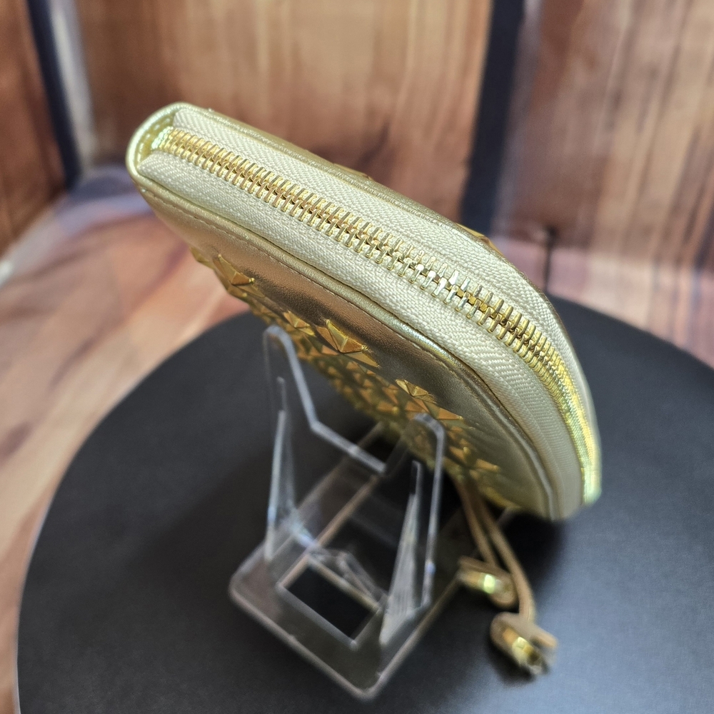 Jimmy Choo Gold Metallic Star-Studded Wallet - NWOT - COA - Picture 7 of 16